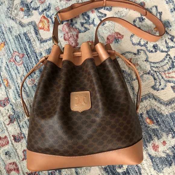 Celine Vintage Macadam Drawstring Bucket Tote - Picture 9 of 11